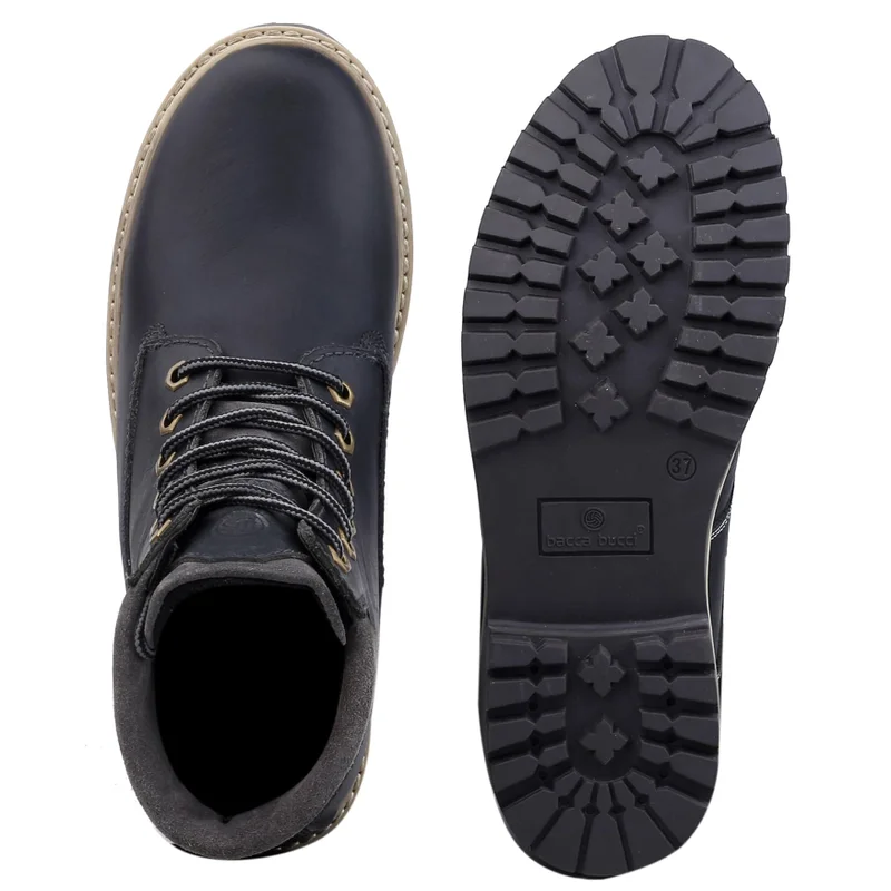 Bacca Bucci Black Bullet Splash Proof Leather Boots for Biking & Hiking for Men | Best Price UAE